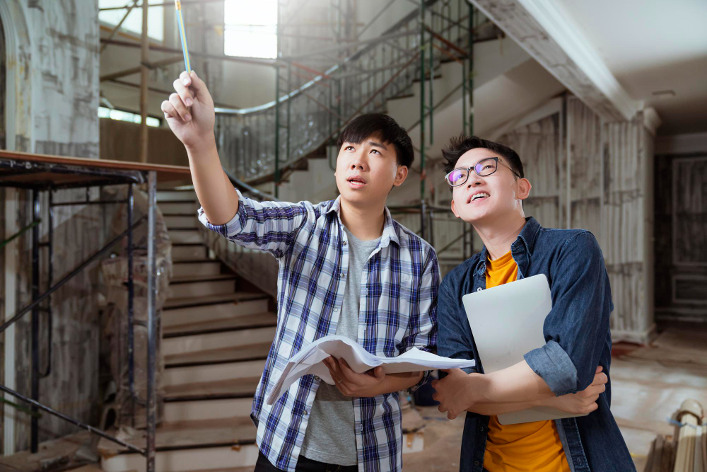 sedang menunjukan renovasi rumah